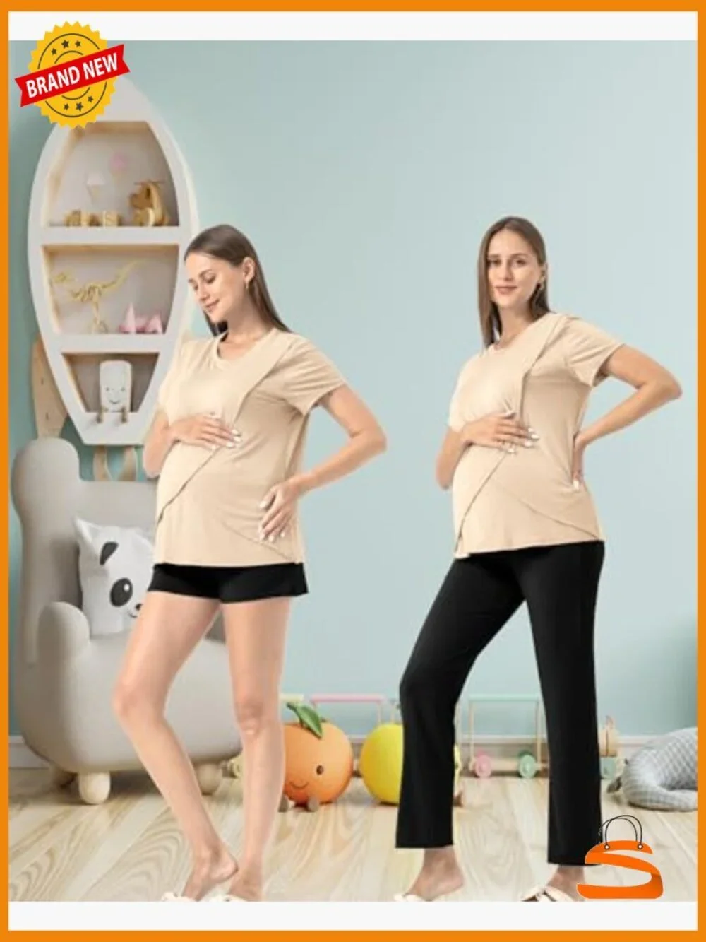 3 Piece Maternity Nursing Pajama Set Soft Postpartum Breastfeeding Pjs